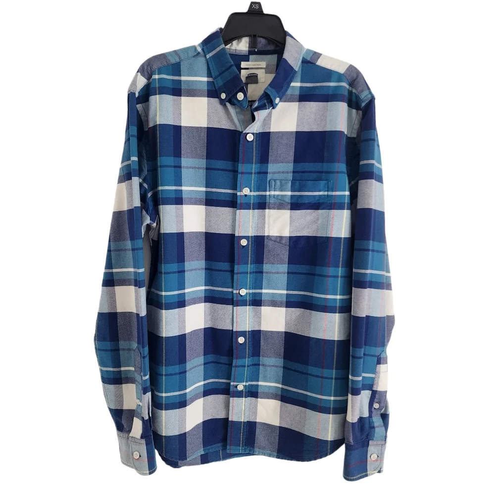 Old‎ Navy Slim Fit Men's Button Down Everyday Blue Plaid Shirt size Small